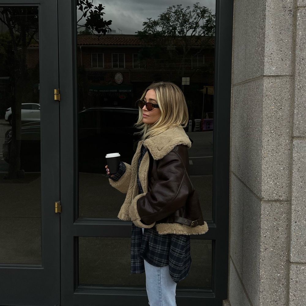 ZARA | faux suede shearling jacket